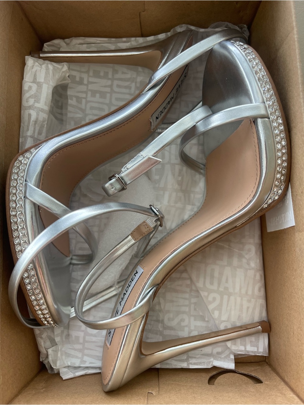 Steve Madden Silver Rhinestone Heels